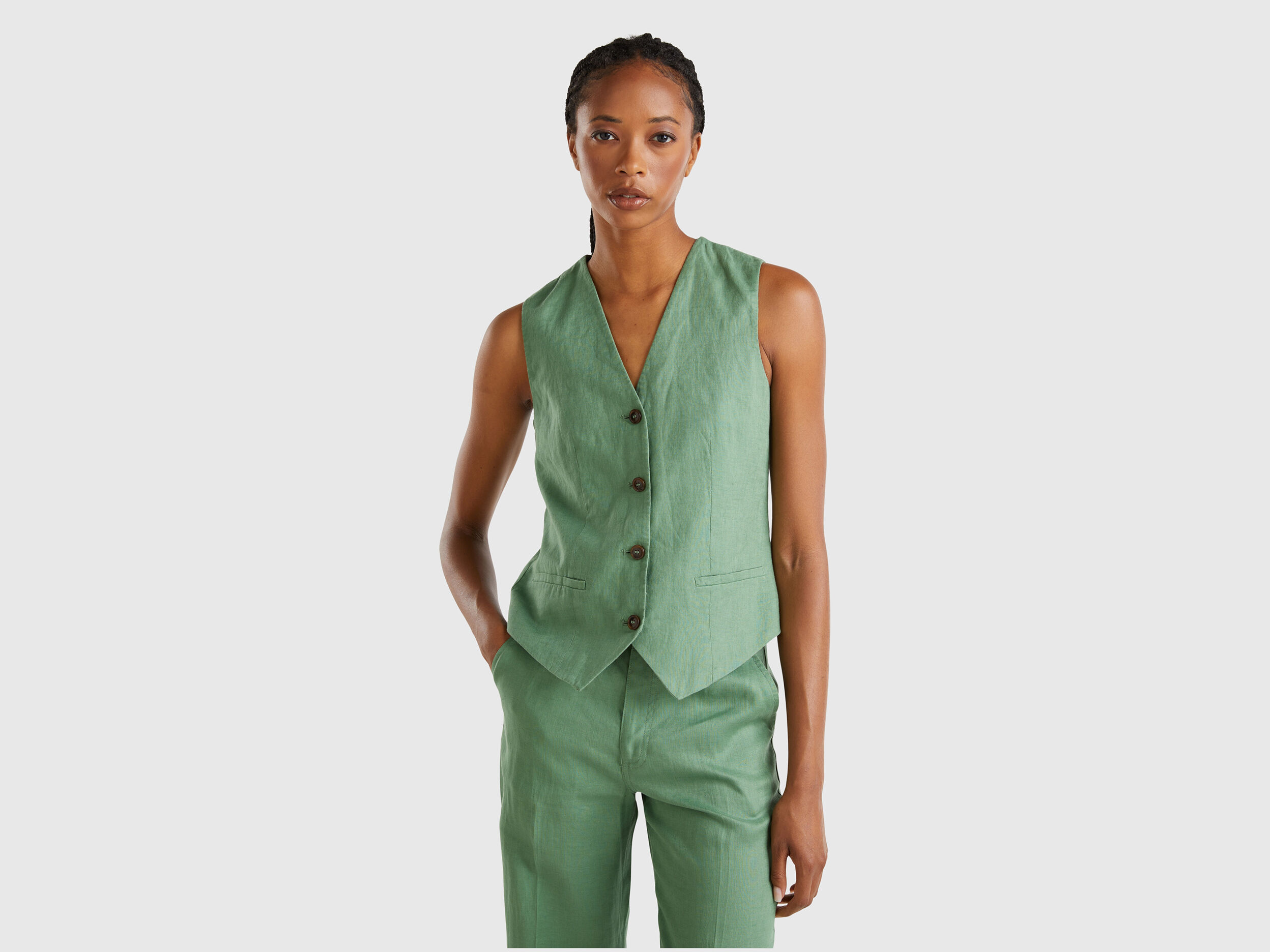 Green sleeveless vest deals