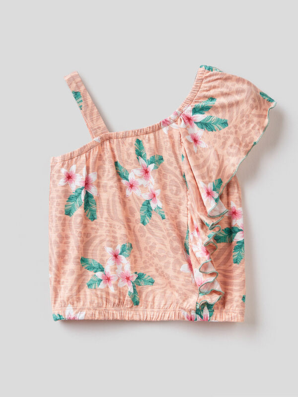 Patterned cropped top with rouches Junior Girl
