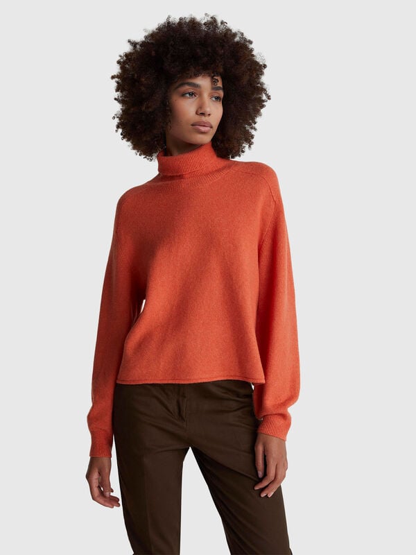 Turtleneck in stretch wool blend Women