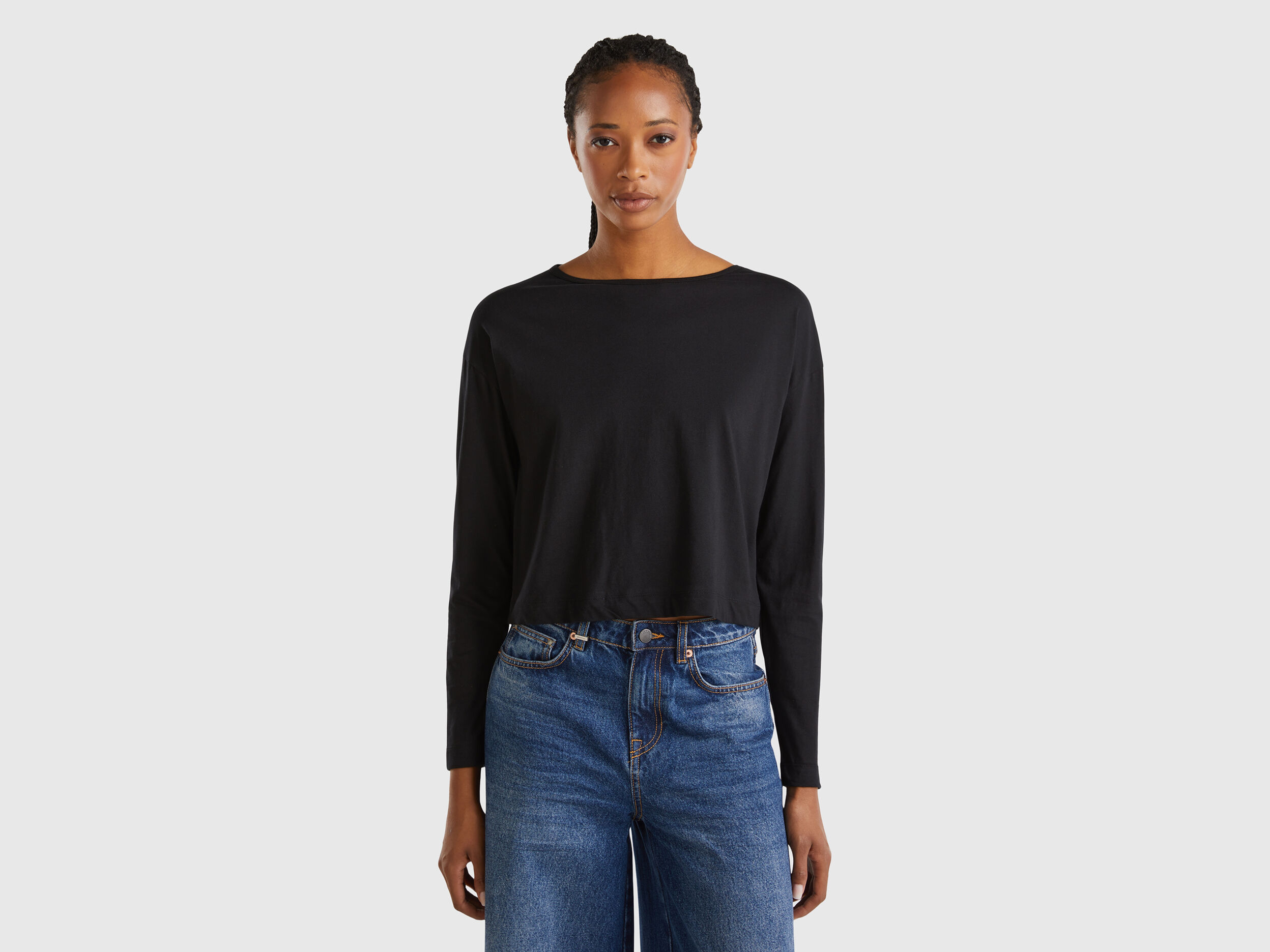 Camiseta negra algodon mujer online