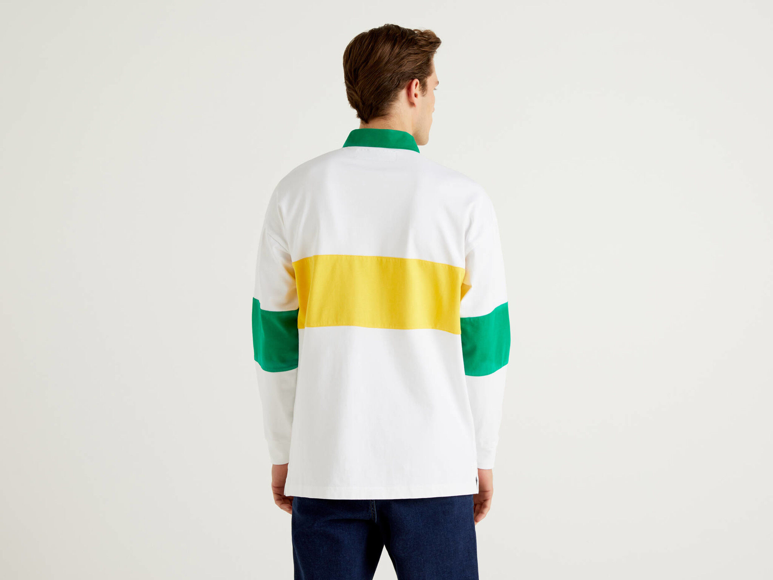 Rugby polo in organic cotton Yellow Benetton