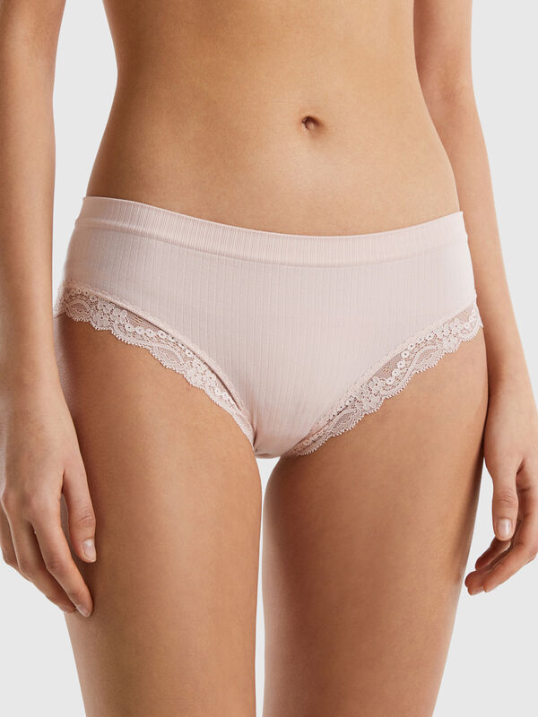 Ribbed underwear with lace Women