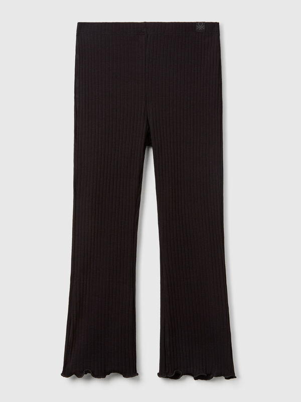 Flared fit stretch cotton leggings Junior Girl
