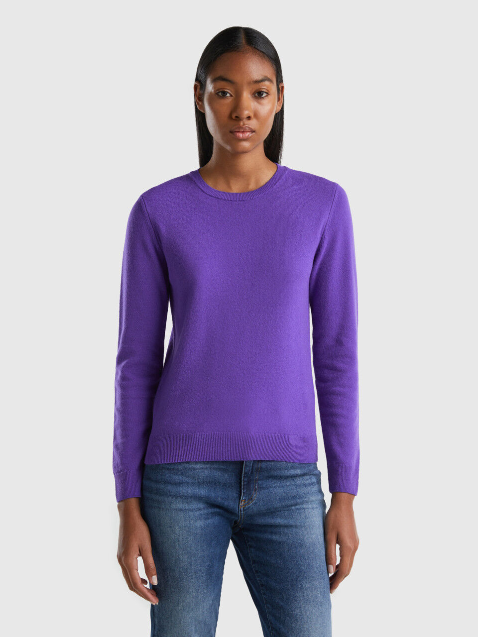 Crew Neck Merino Wool Sweaters Women 2024 Benetton