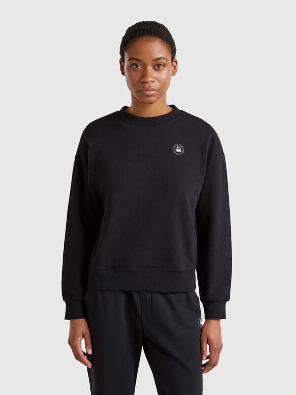 Sudadera con cuello redondo en mezcla de algodón Mujer