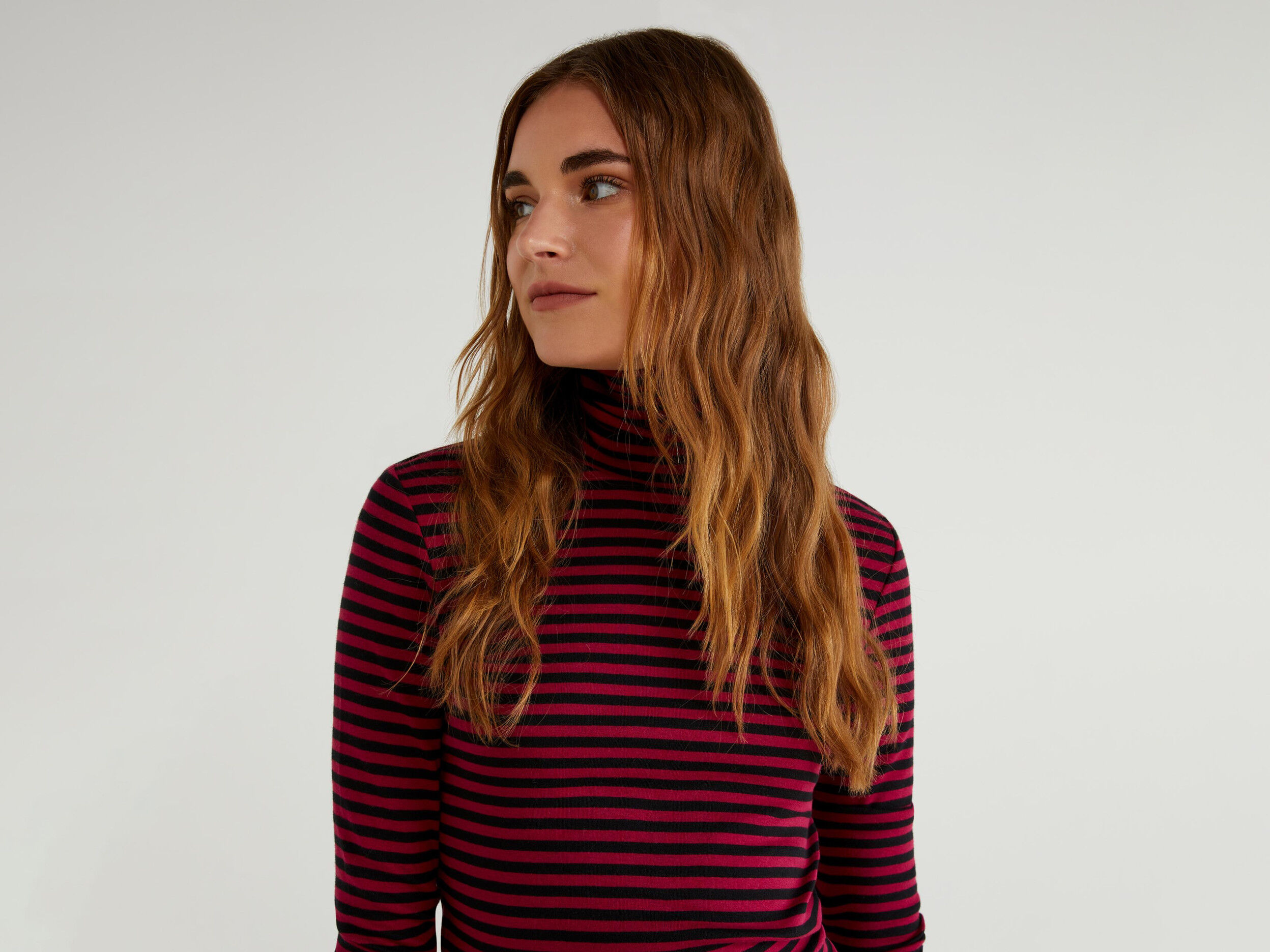 ribbed striped turtleneck