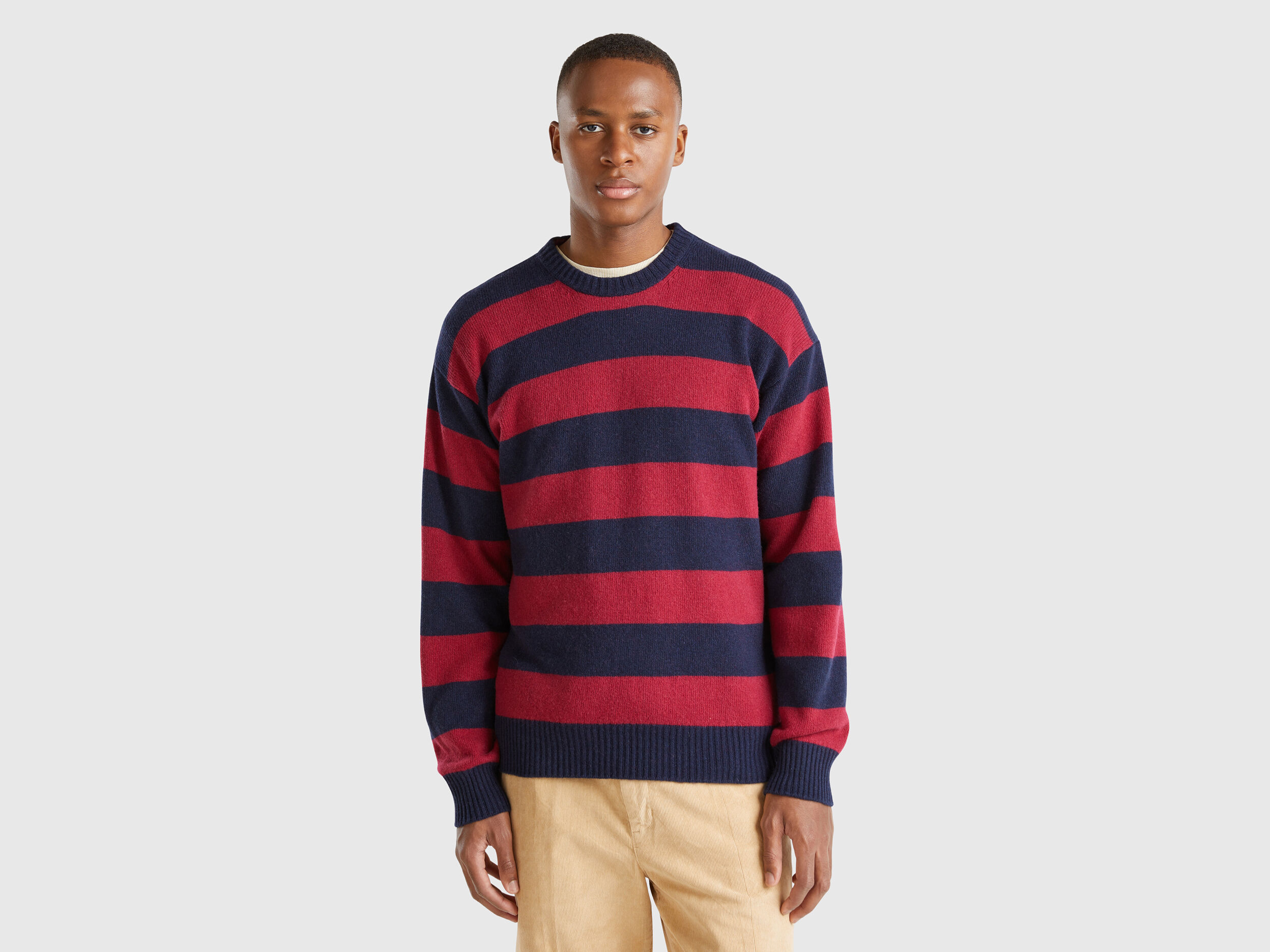 Striped sweater in wool blend Multi color Benetton