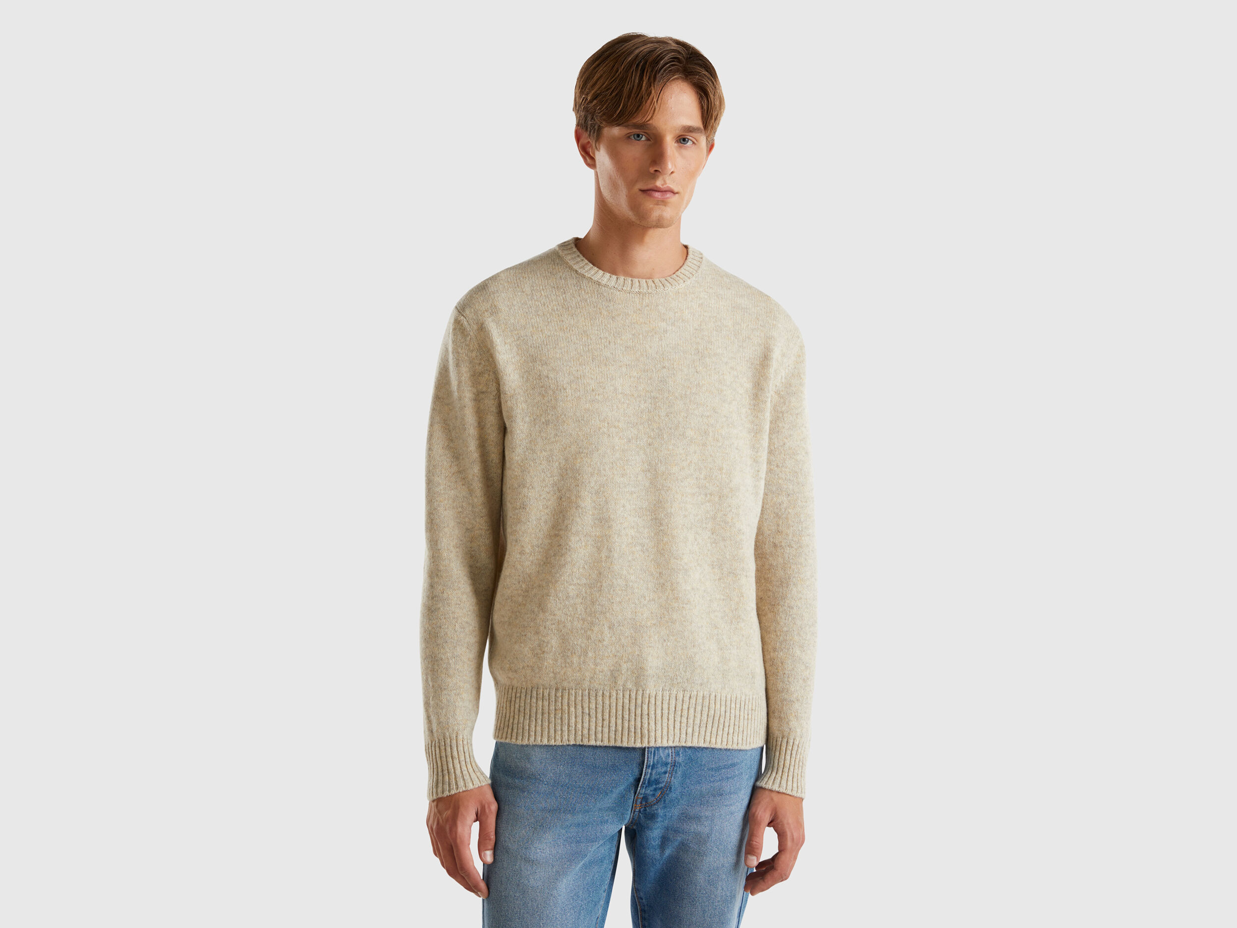 Sweater in Shetland wool - Beige | Benetton