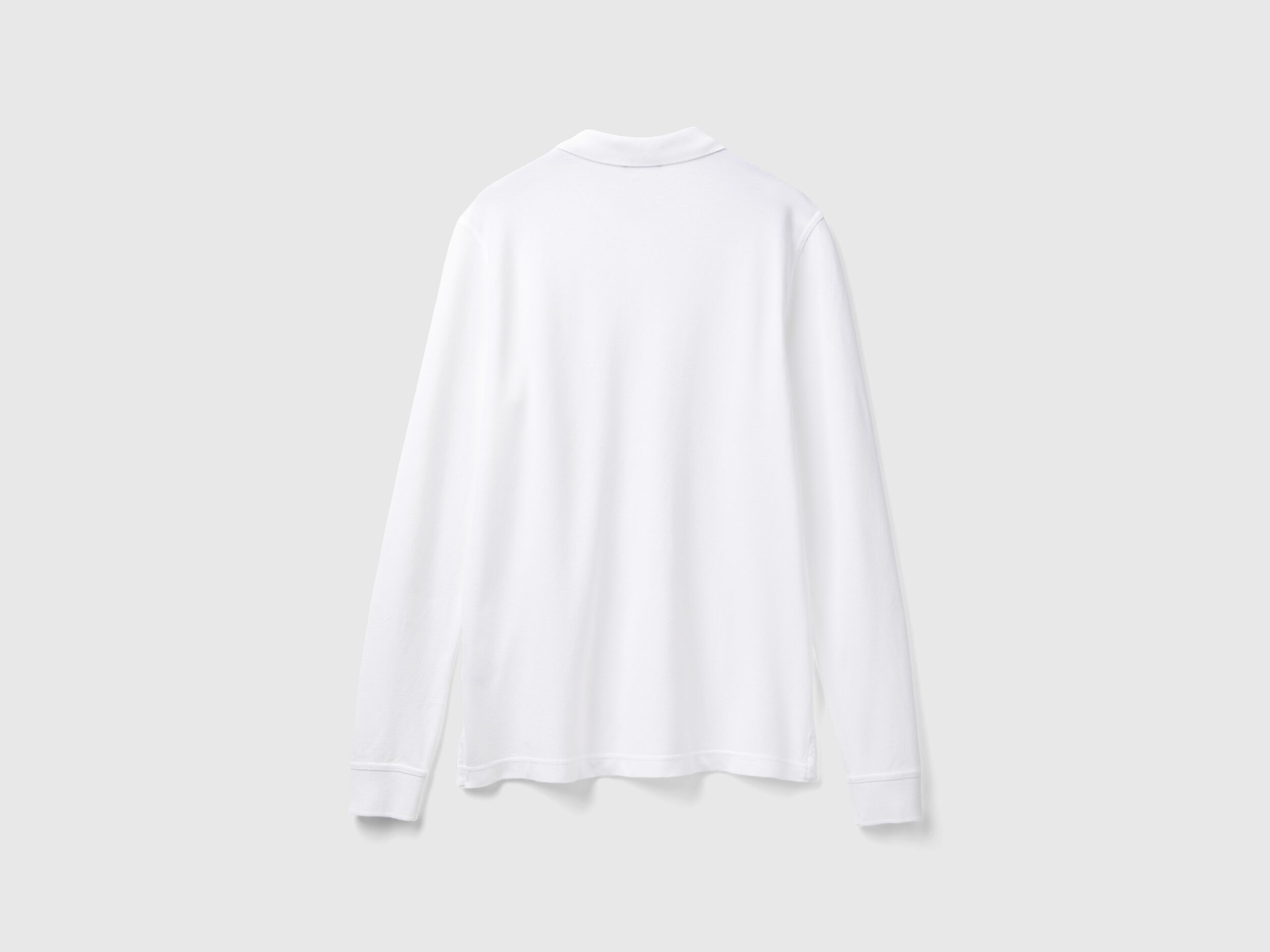 Long sleeve 100 cotton polo White Benetton