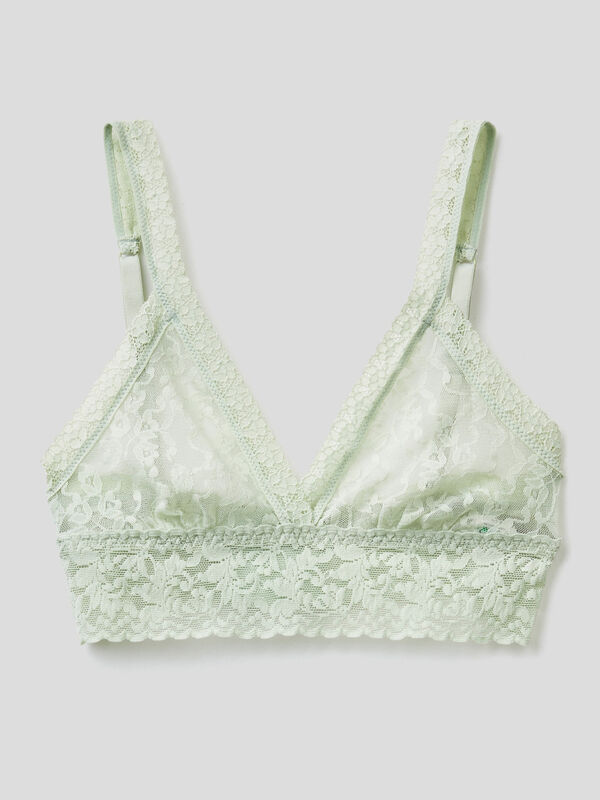Sustainable stretch lace thong - Light Green