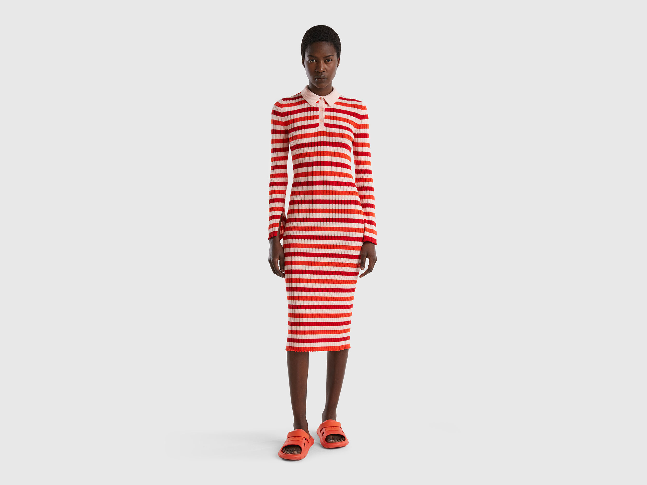 Red and white striped dress long sleeve top