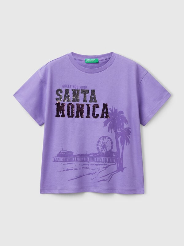 Camiseta con estampado y lentejuelas Niña