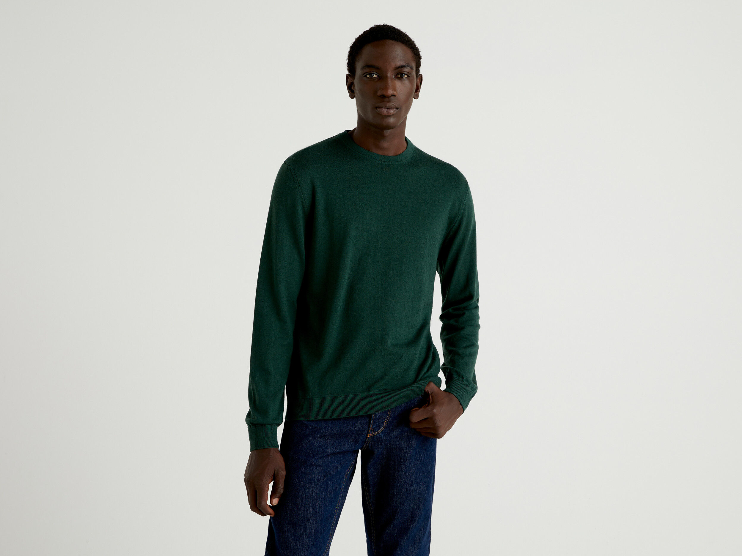 Dark green crew neck jumper discount