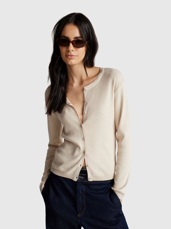 Beige 100% cotton cardigan Women