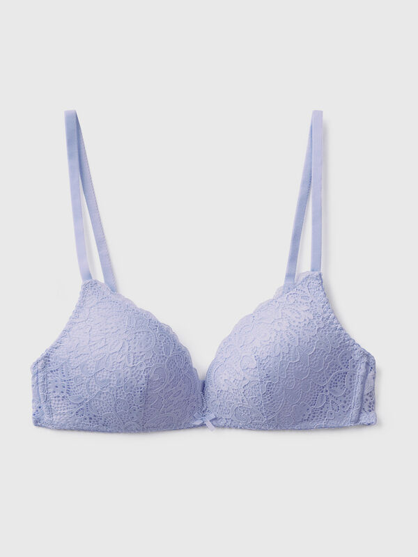 Undies.com Women's Lace-Splashed Racerback Underwire Push-Up Bra with Front  Closure, Blue Kiss, 32B at  Women's Clothing store