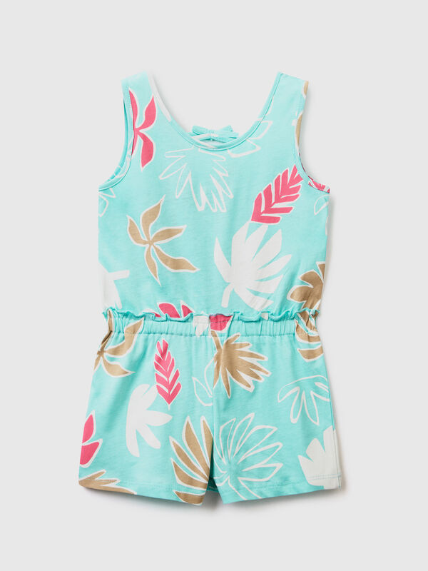 Short jumpsuit with tropical print Junior Girl