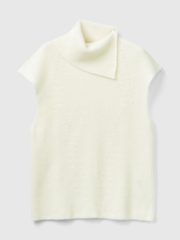 今週まで出品】Heve 少い high neck knit vest WHITE