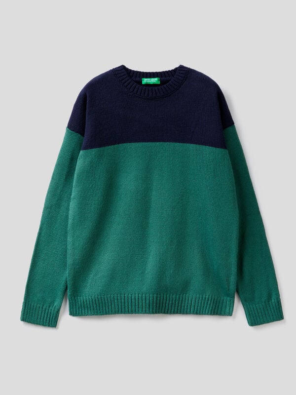 Color block sweater in wool blend Junior Boy