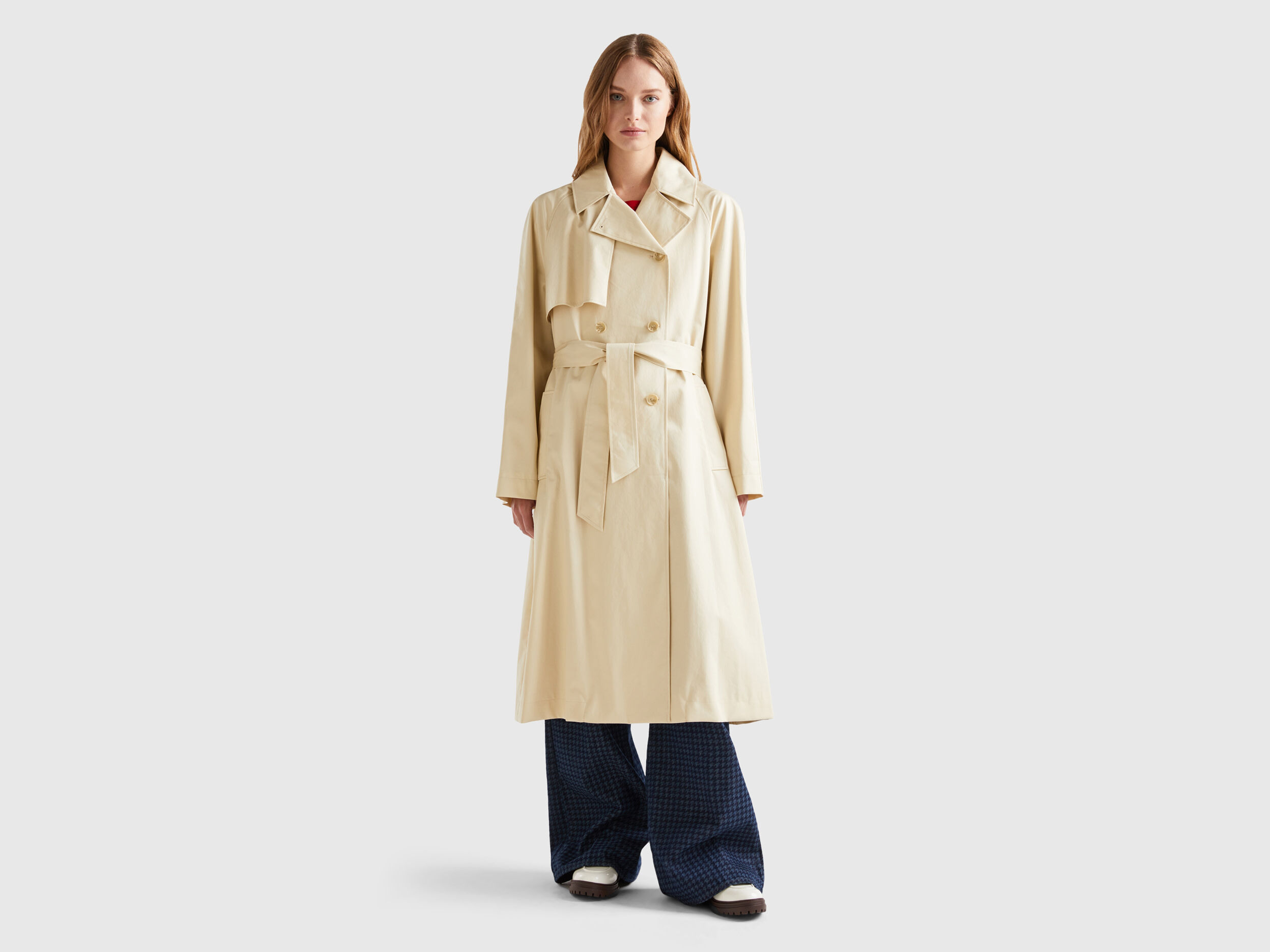Double breasted midi trench coat Beige Benetton