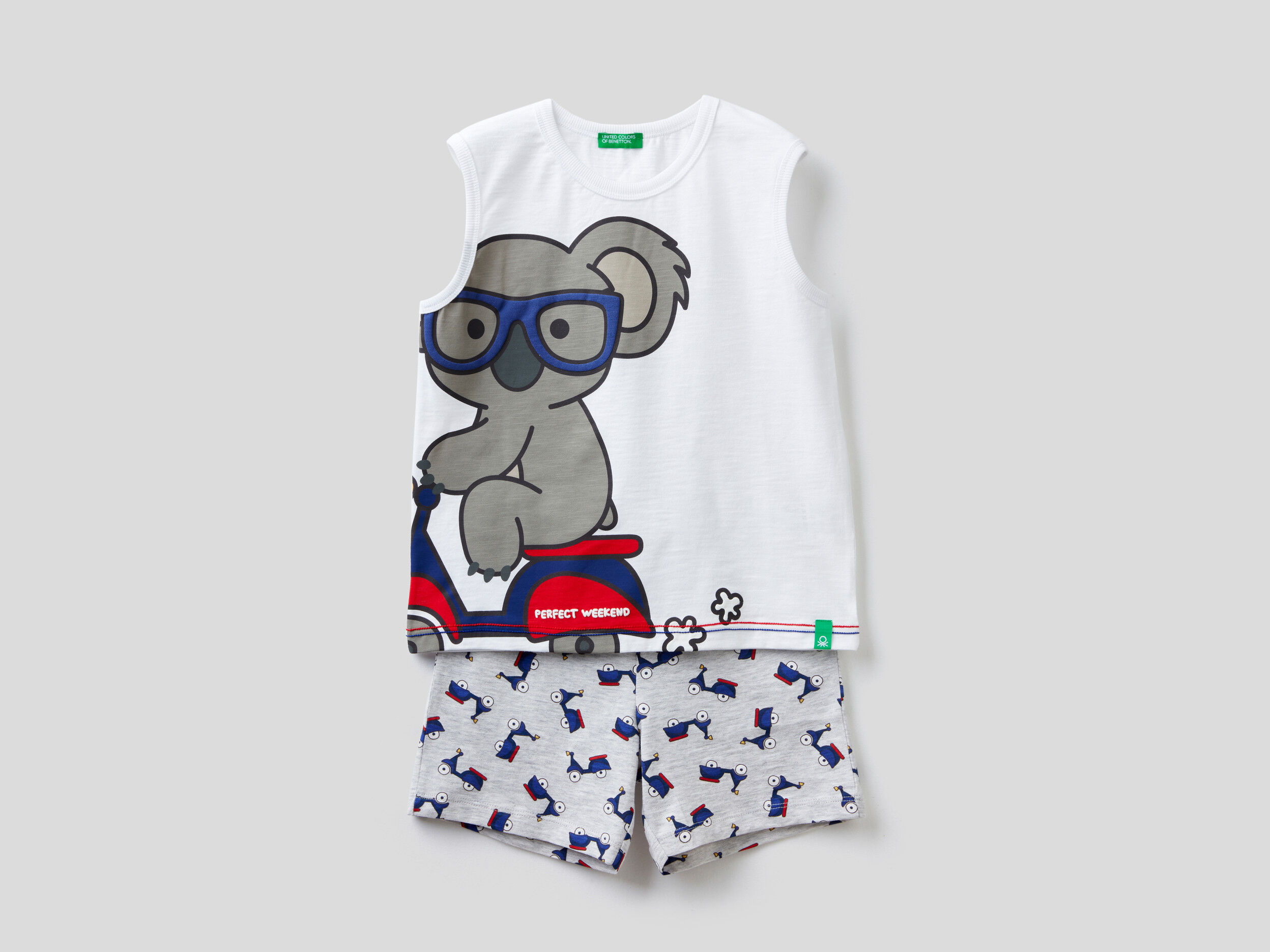 Tank top pyjamas with koala print White Benetton