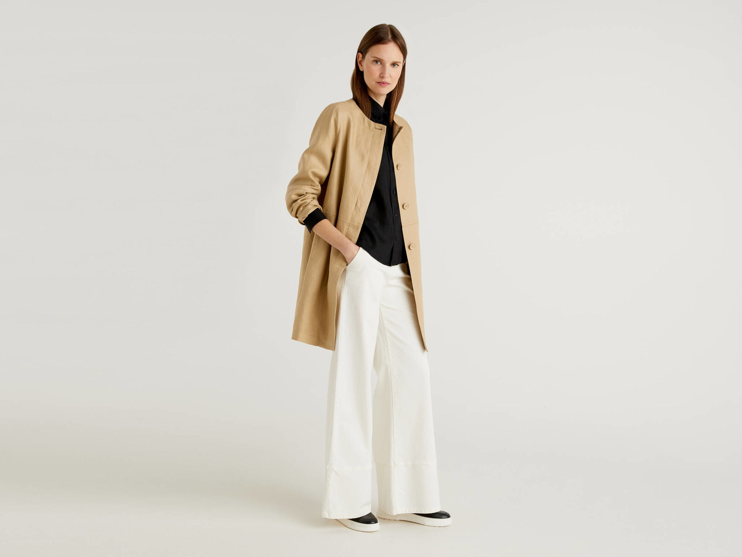 Linen duster coat womens clearance