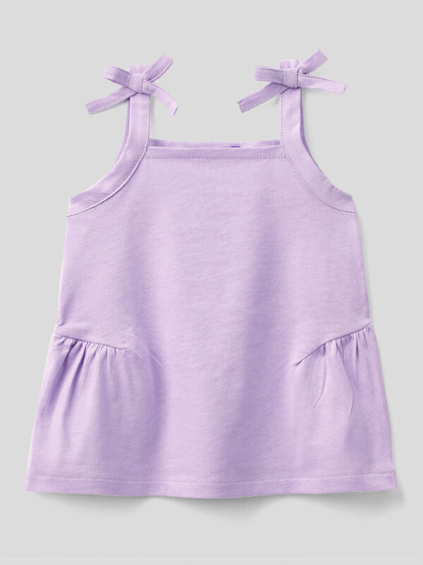 Tank top in organic cotton with bows Junior Girl