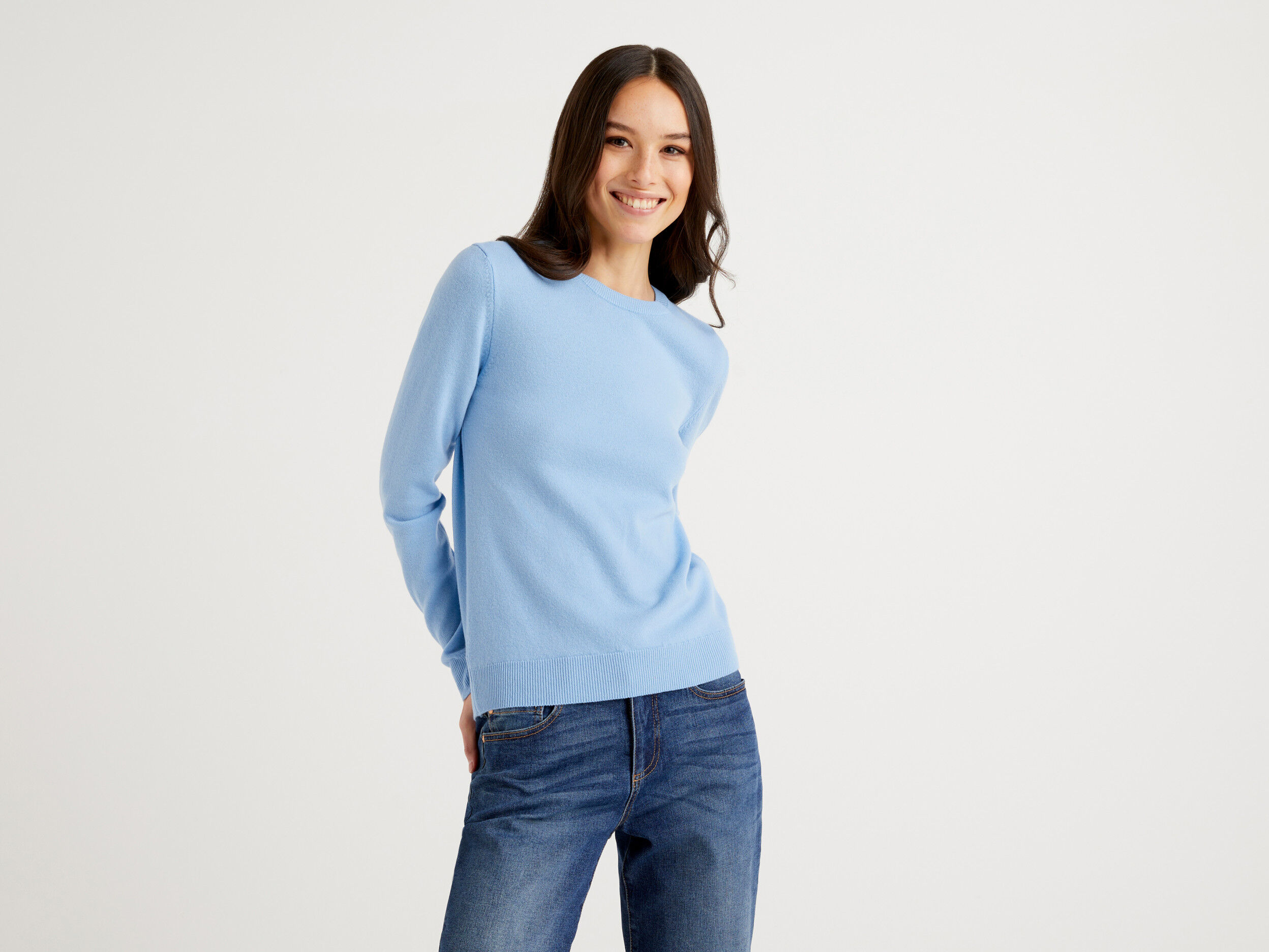 Baby blue crew neck sweater store