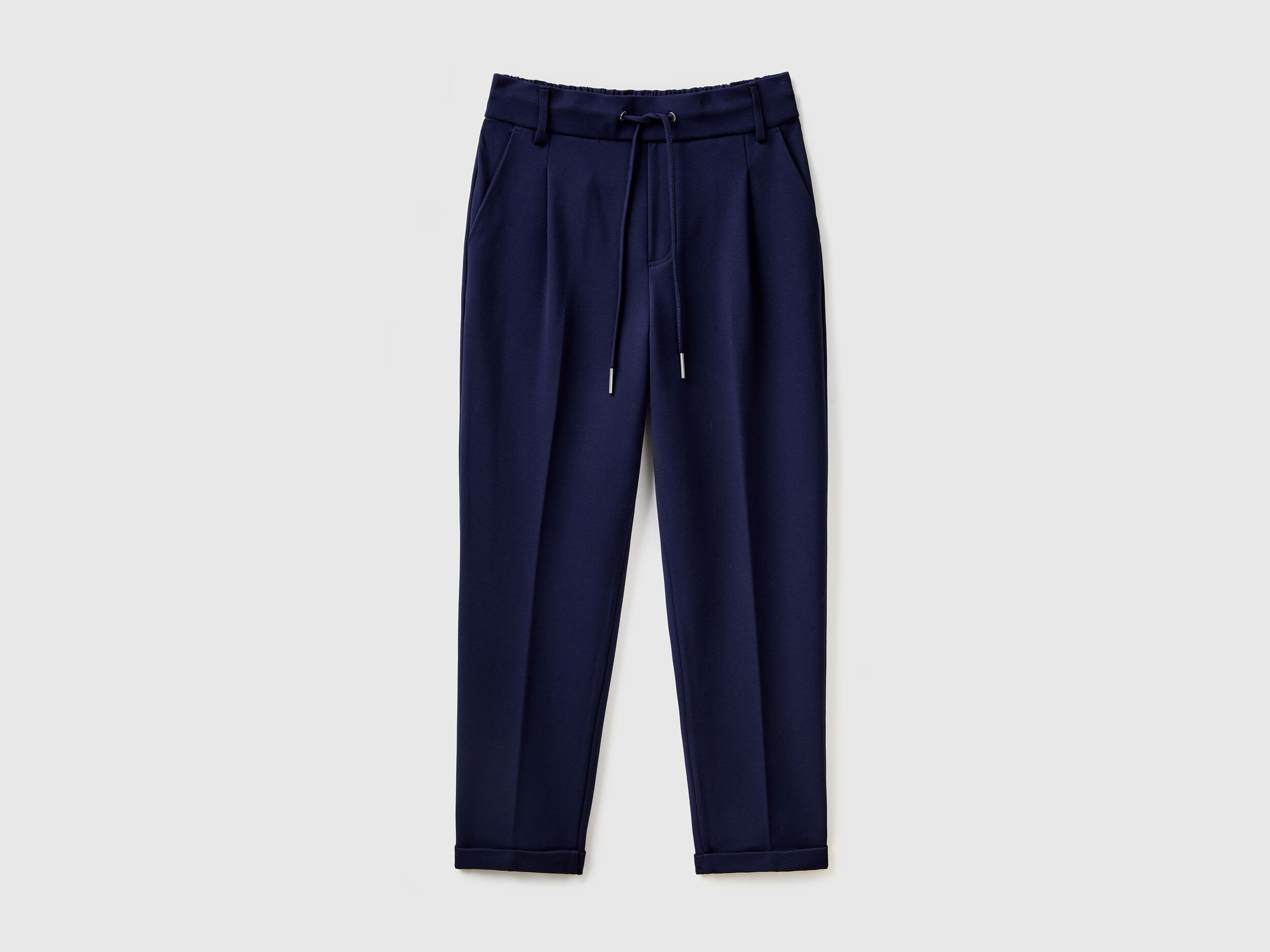 Yarn dyed trousers with drawstring Dark Blue Benetton
