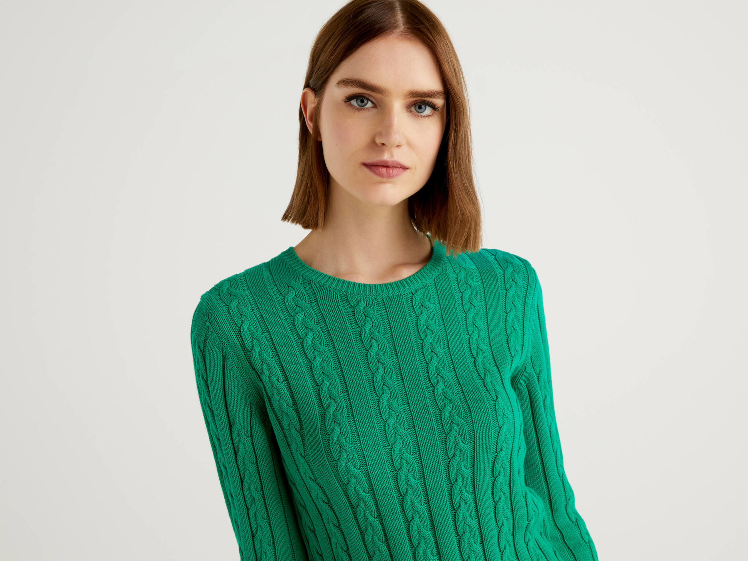 Cotton Sweater With Cable Knit