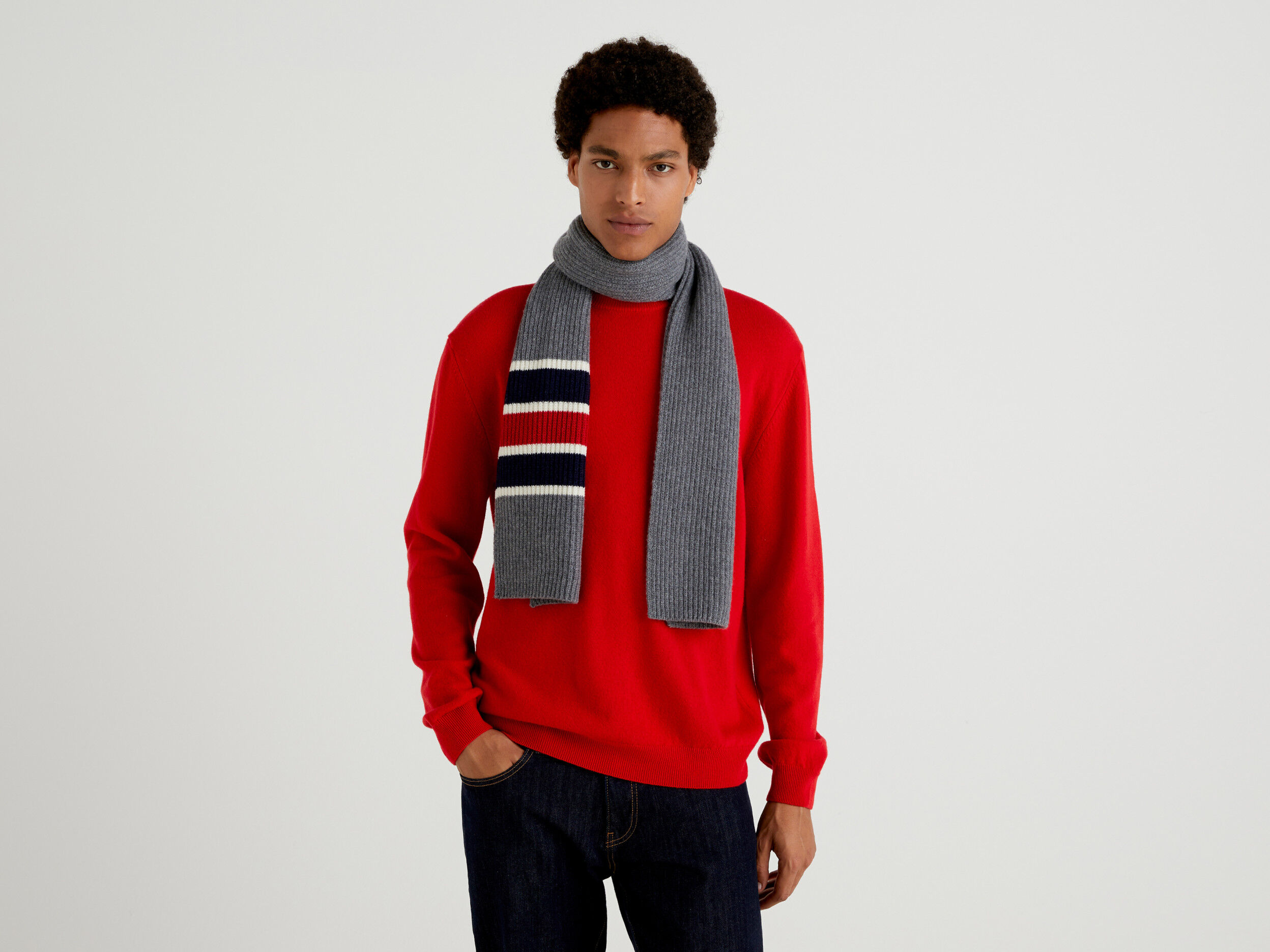 College-style scarf - Gray | Benetton