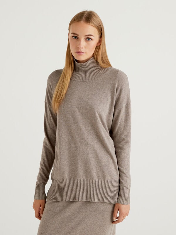 Turtleneck in silk and cashmere blend Women