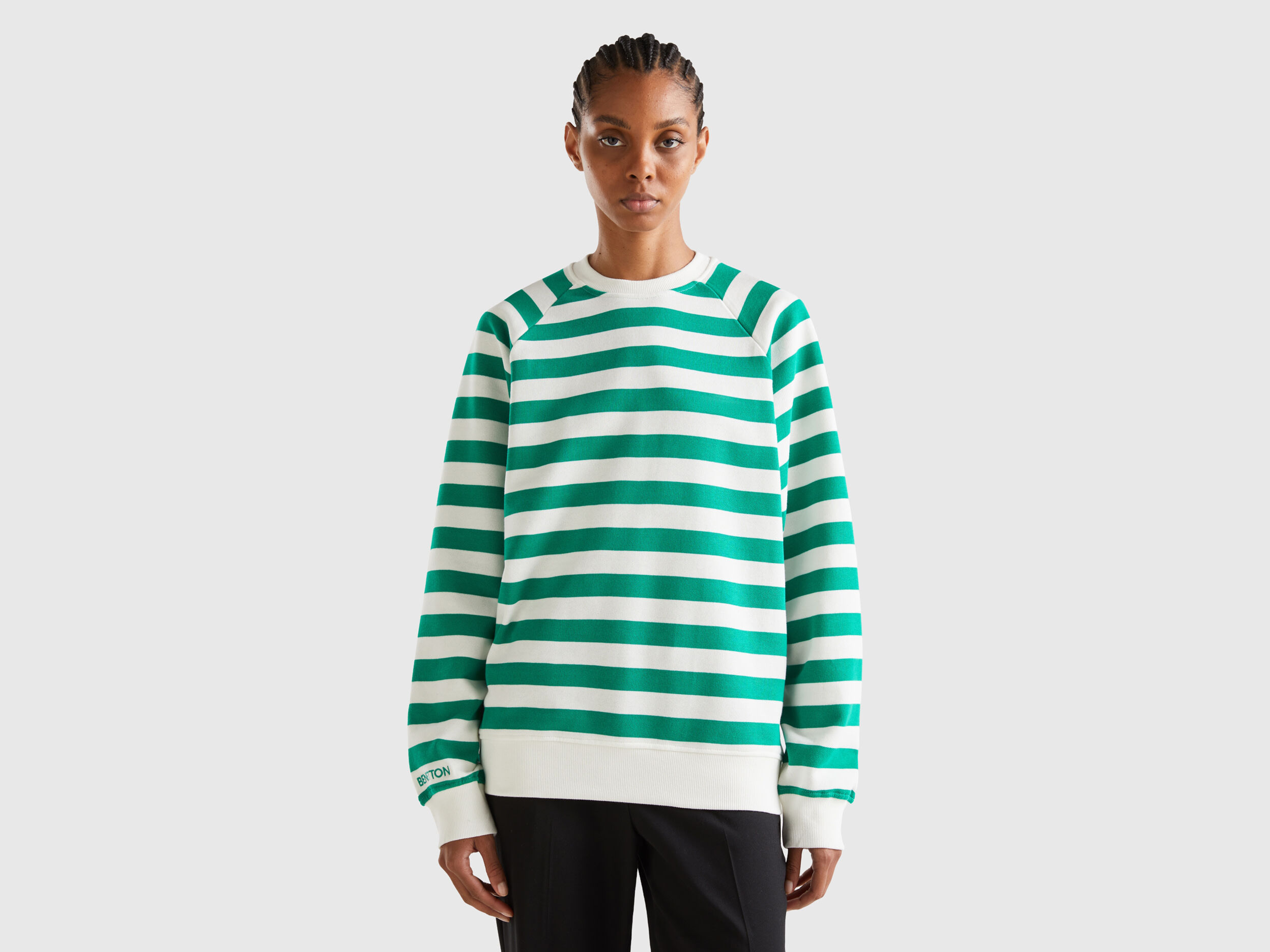 Striped best sale crewneck sweatshirt
