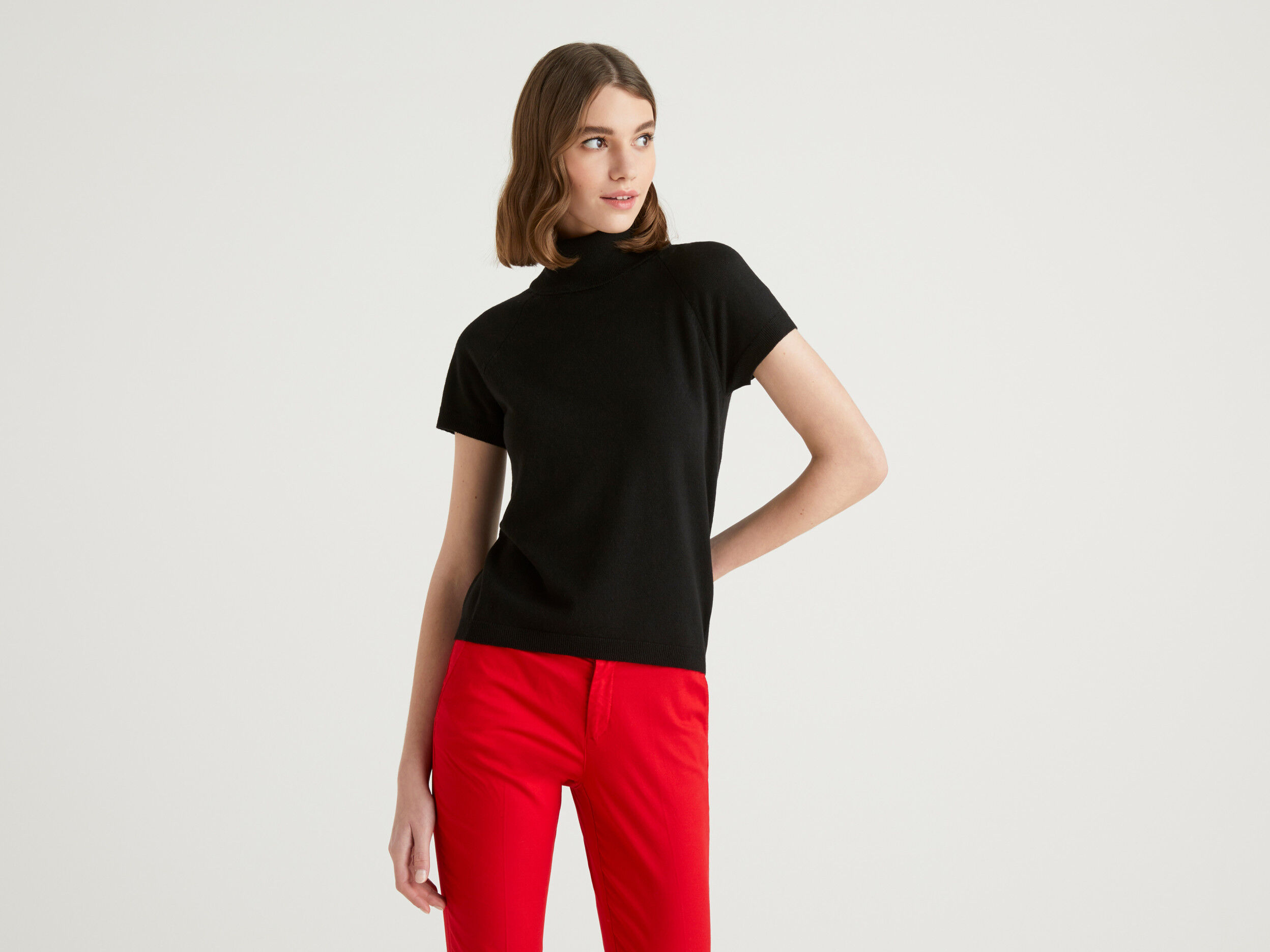 Red turtleneck cheap short sleeve