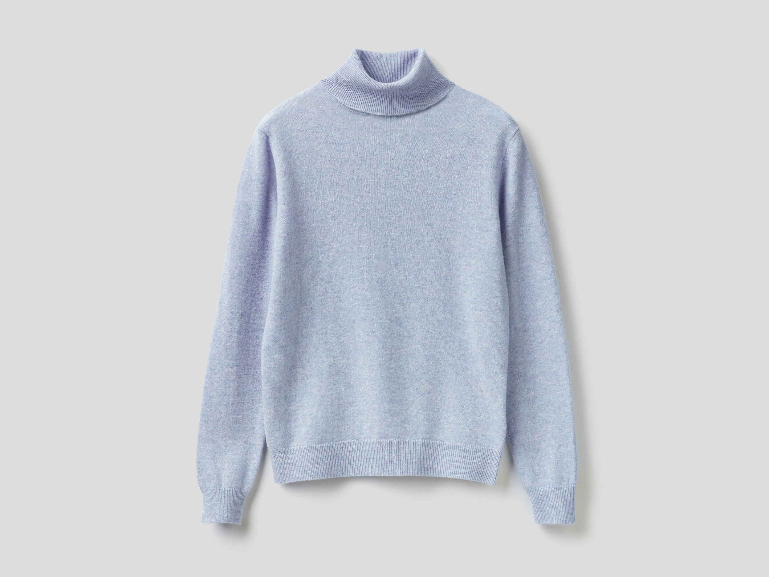 Sky blue turtleneck sweater in pure Merino wool Sky Blue Benetton
