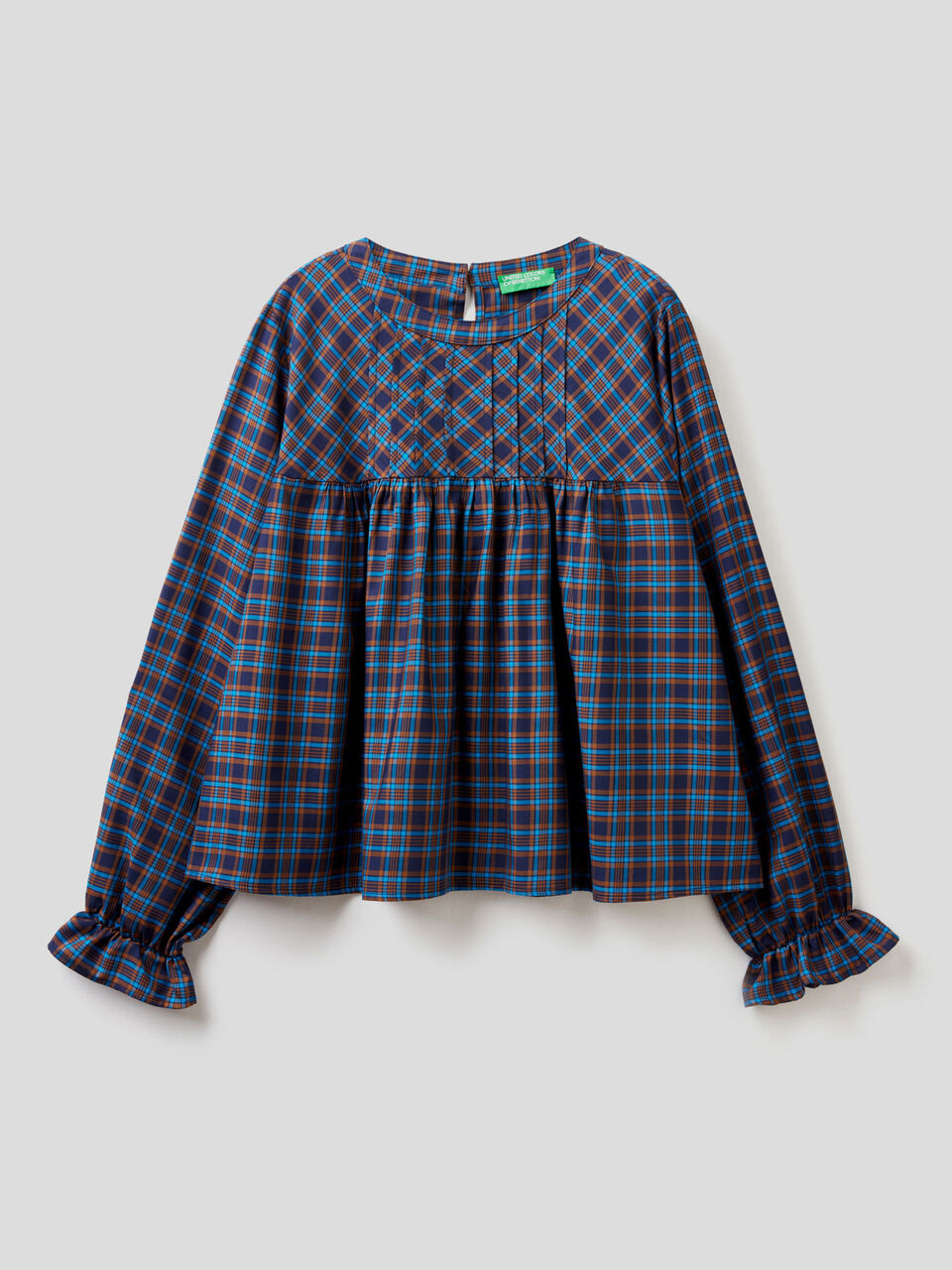 Blusa de cuadros con volante image number 1