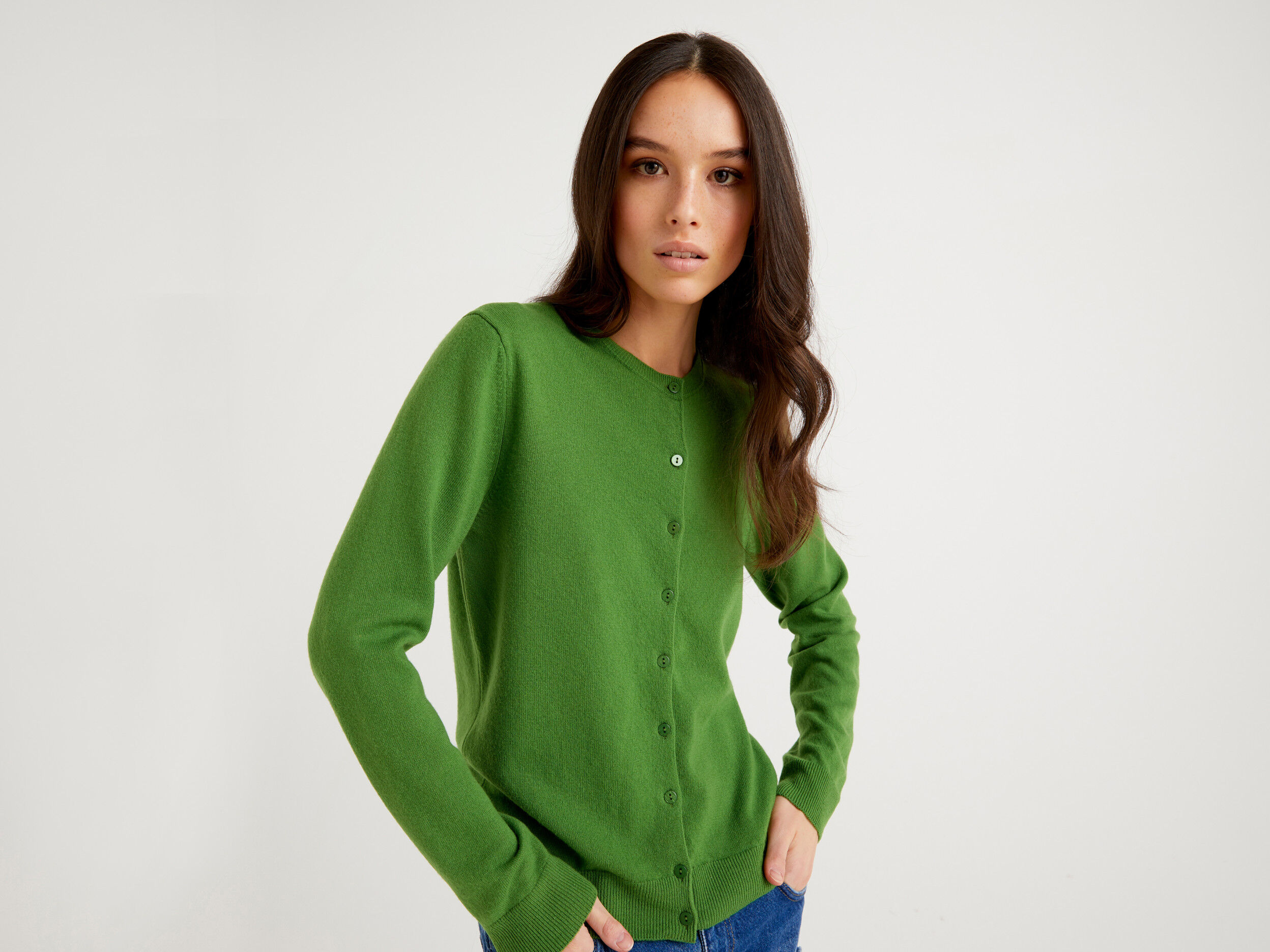 Green crew neck cardigan shop