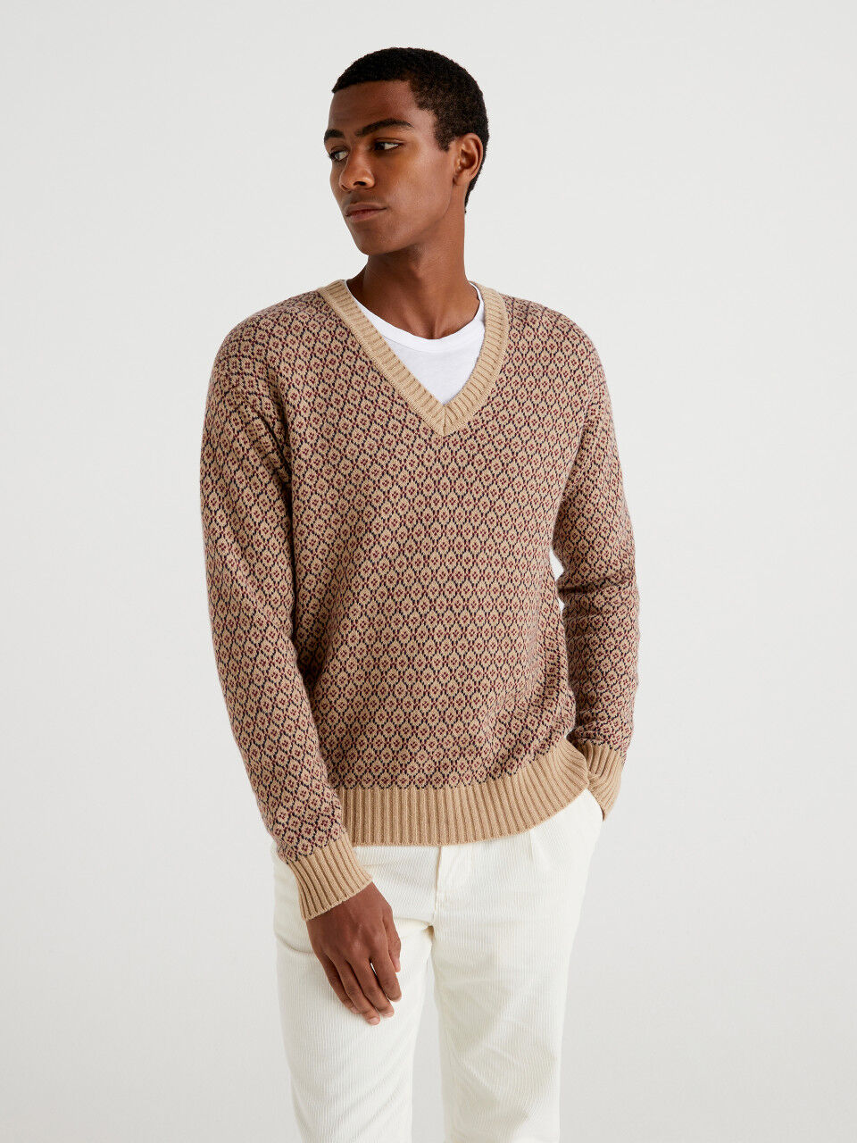 Sweater in jacquard wool blend