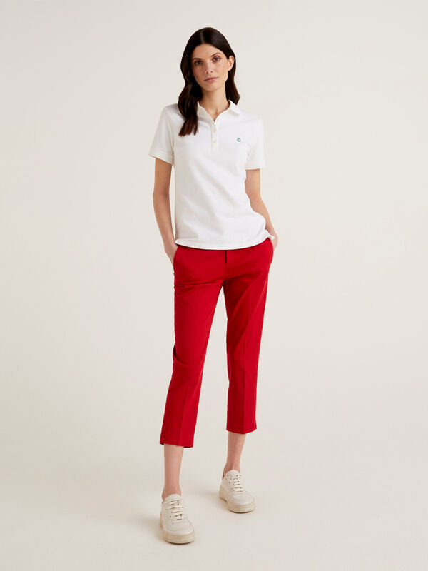 Cropped chinos in stretch cotton Women