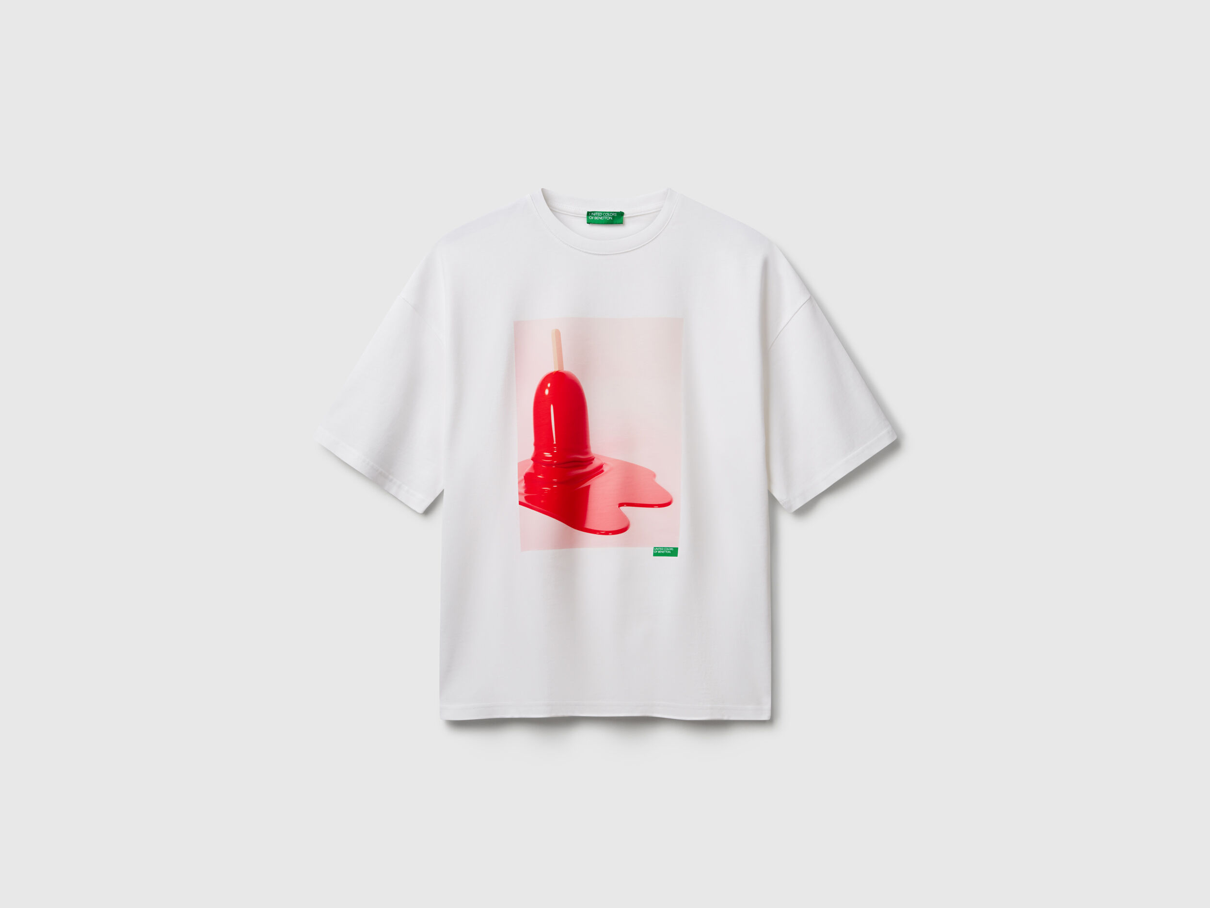 100% cotton t-shirt with ice cream print - White | Benetton