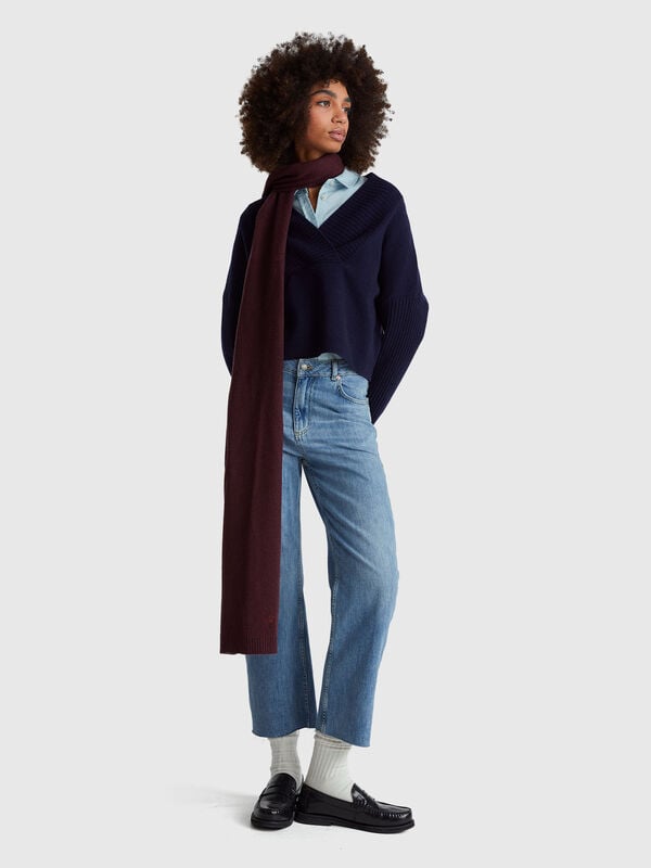 Su&eacute;ter de cuello en V y corte cuadrado Mujer