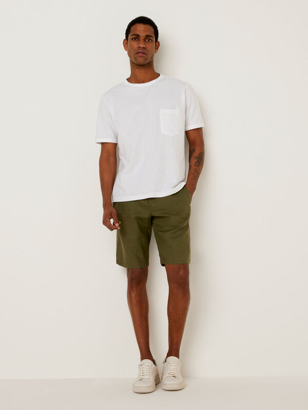 100% linen bermuda shorts with drawstring - Man