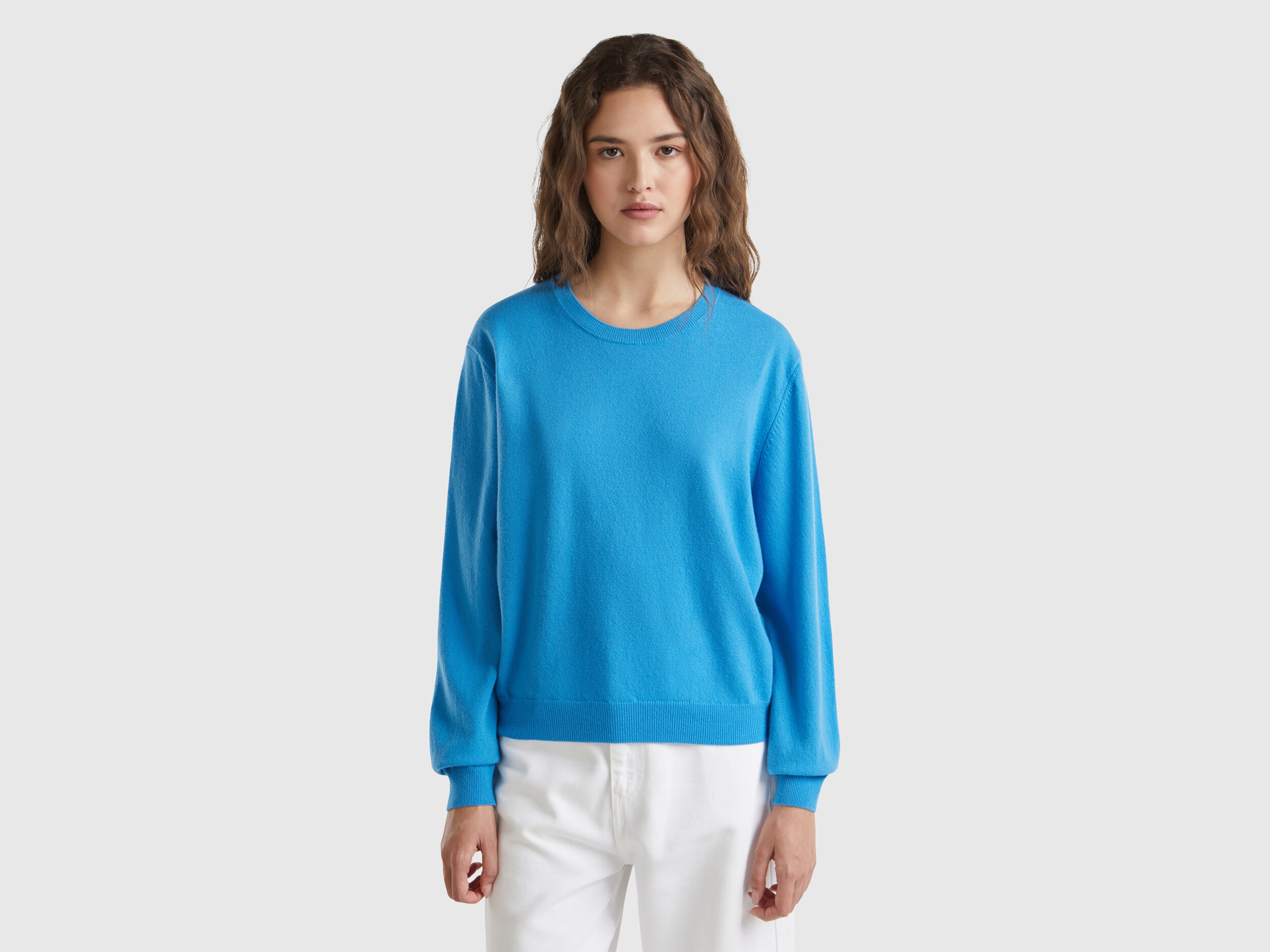 Crew Neck Merino Wool Sweaters Women 2024 Benetton