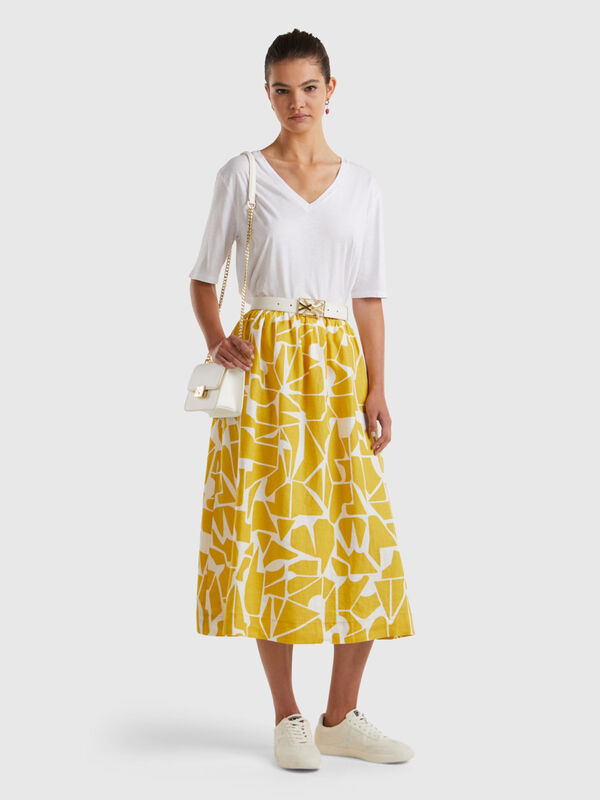 Printed linen skirt Women