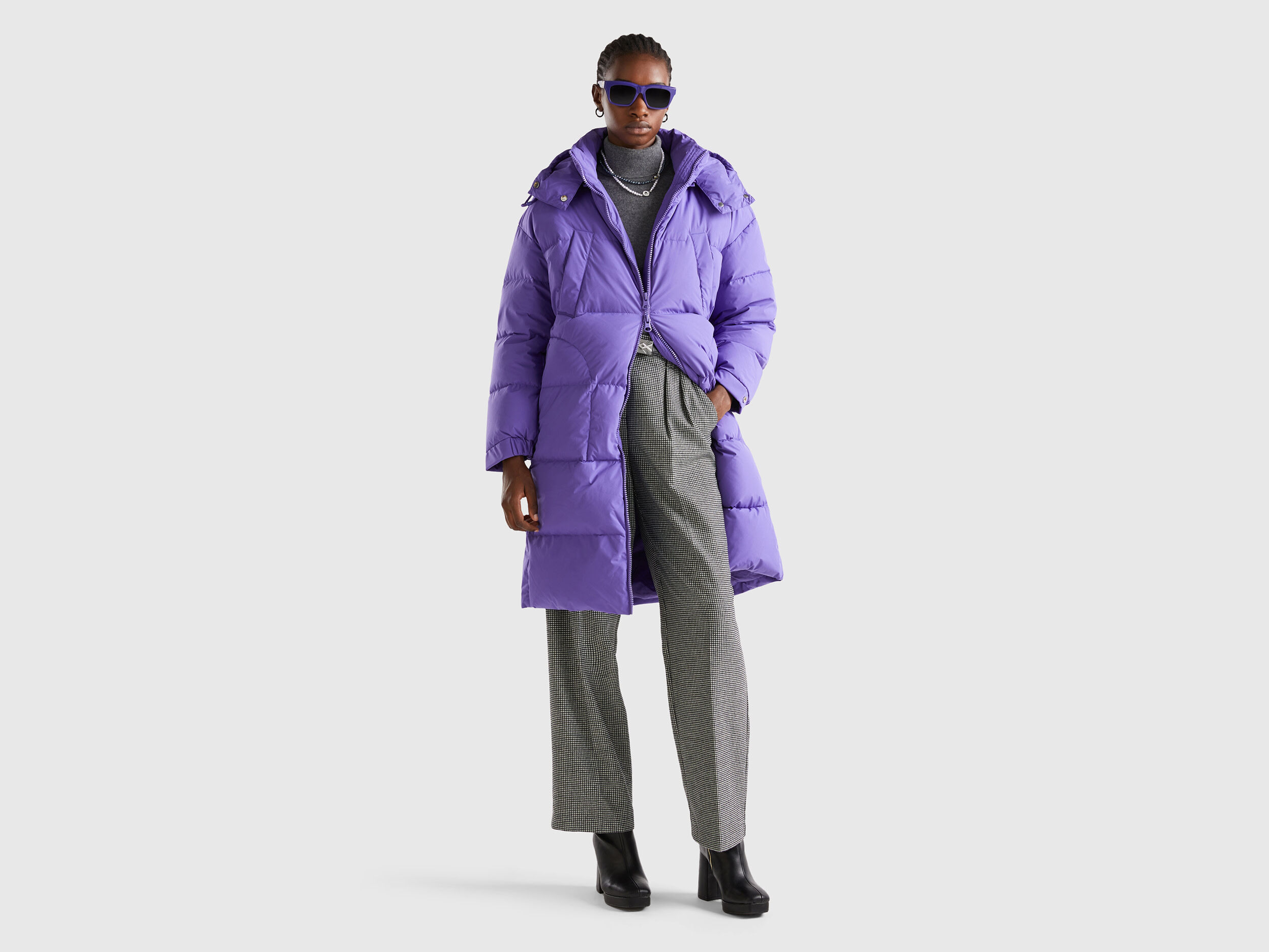 Benetton longline duvet sale jacket with hood