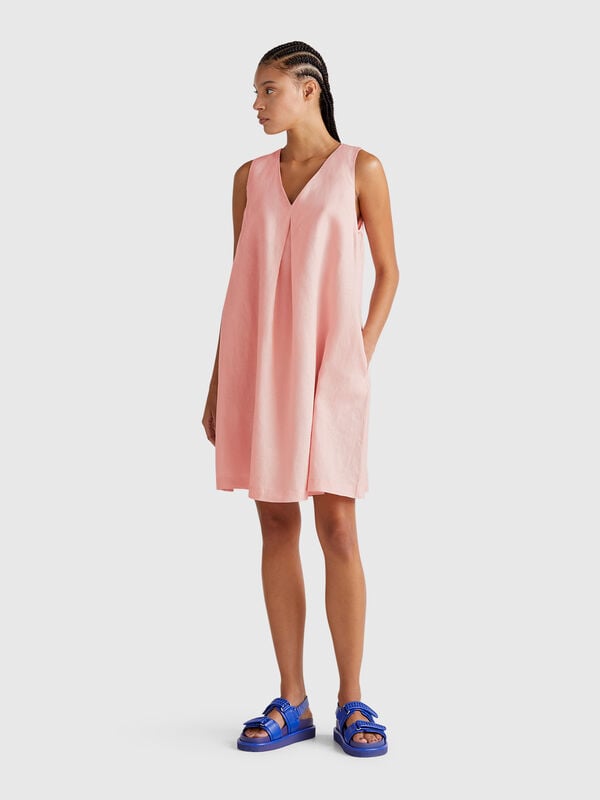 Vestido sin mangas de puro lino Mujer