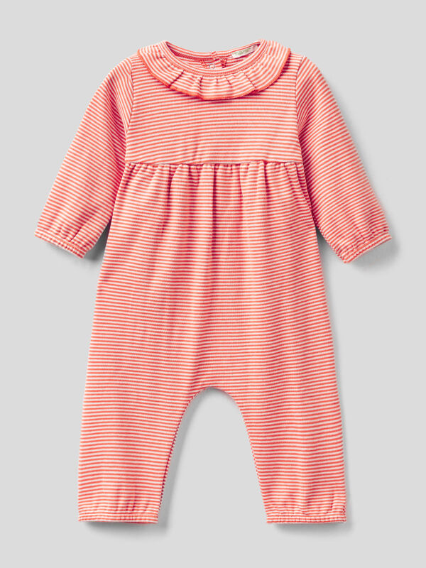 Striped onesie with rouches in organic cotton New Born (0-18 months)