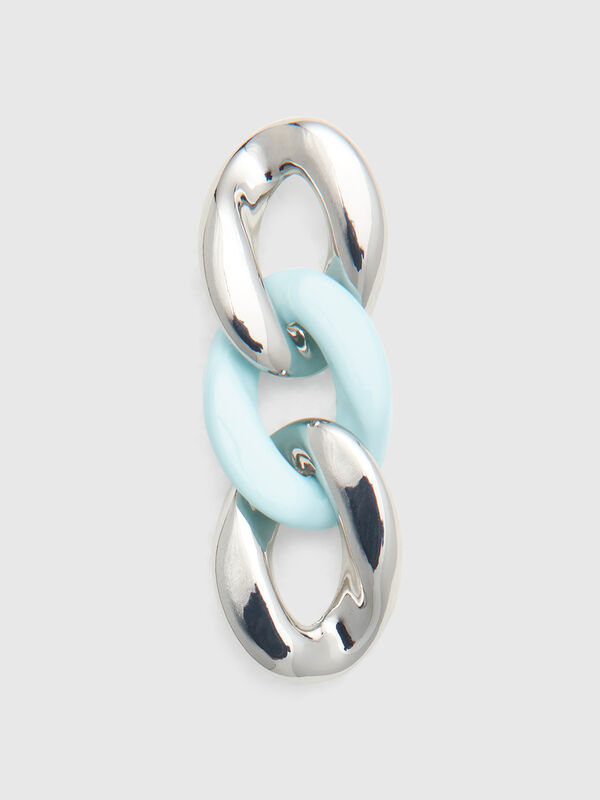 Silver and aqua green chain drop earrings Women