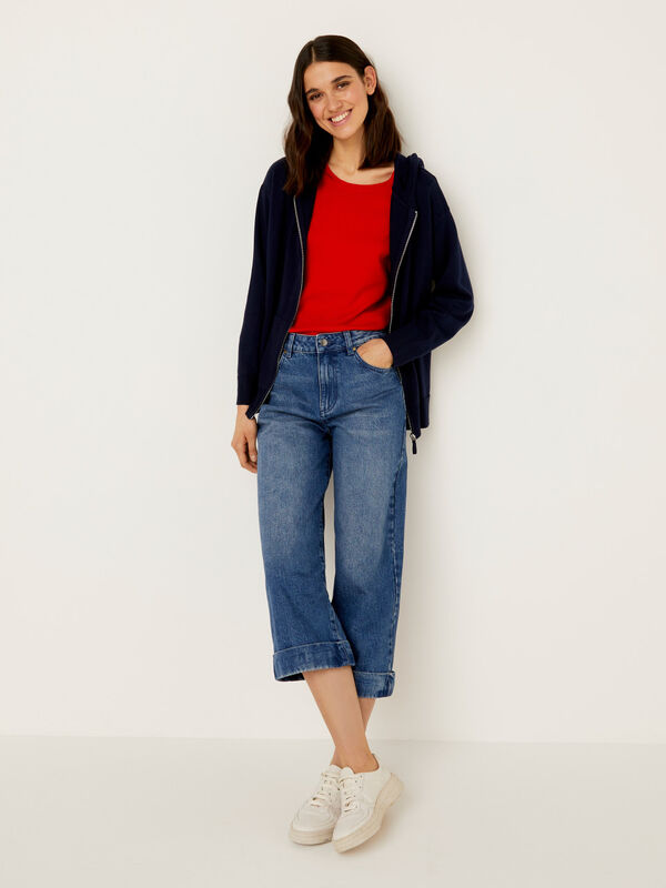 Culotte fit jeans with cuff Women