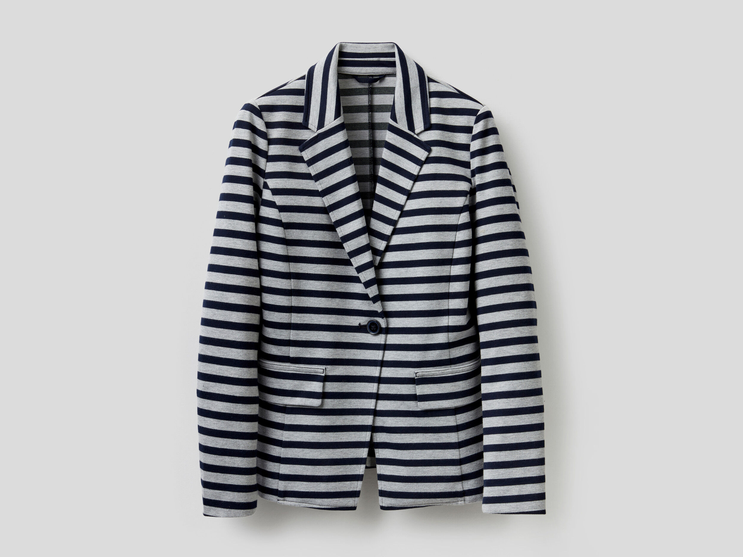 Gray and dark blue striped blazer Multi color Benetton