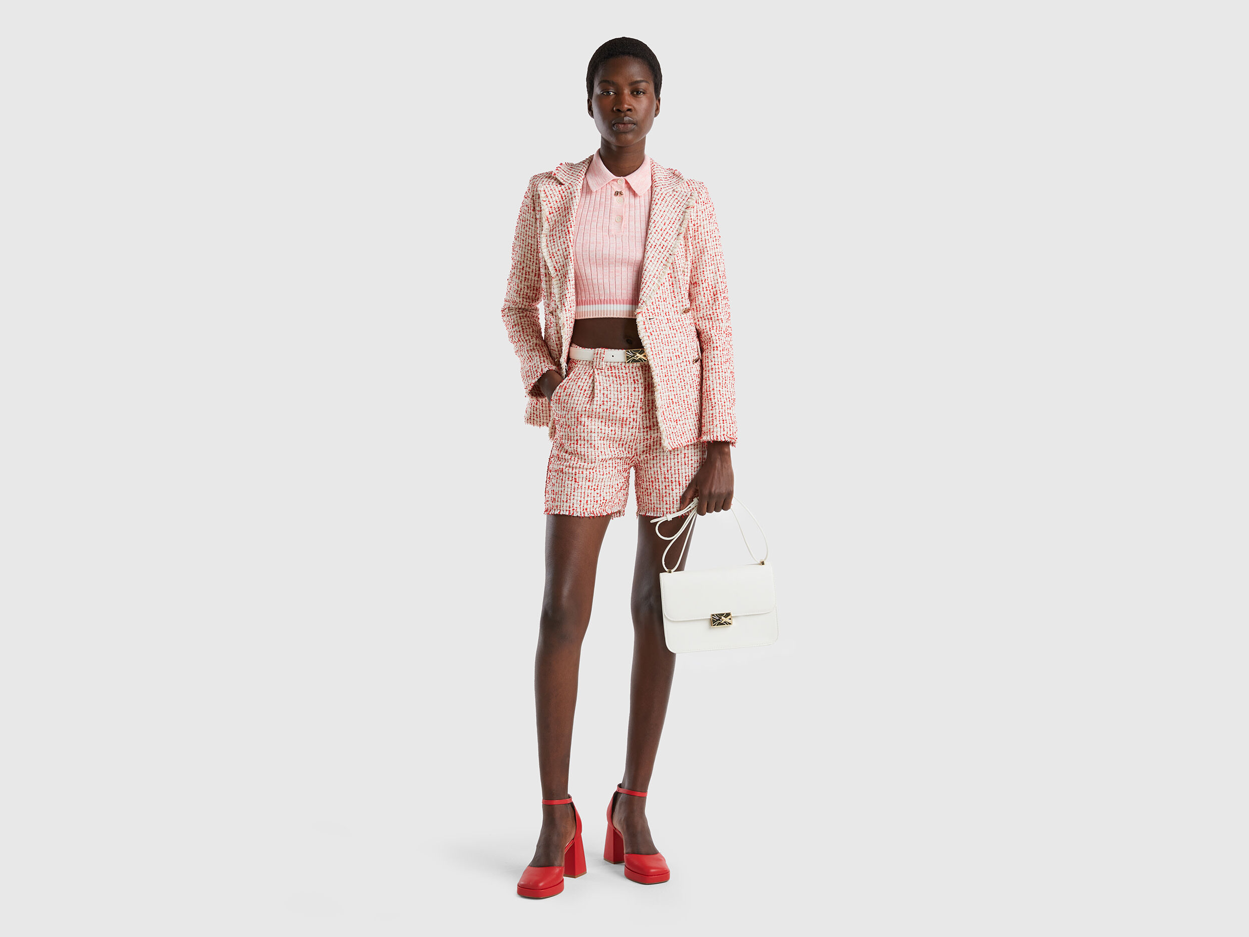 Tweed shorts Pink Benetton